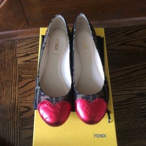 Fendi Zucca Heart ballerina flats